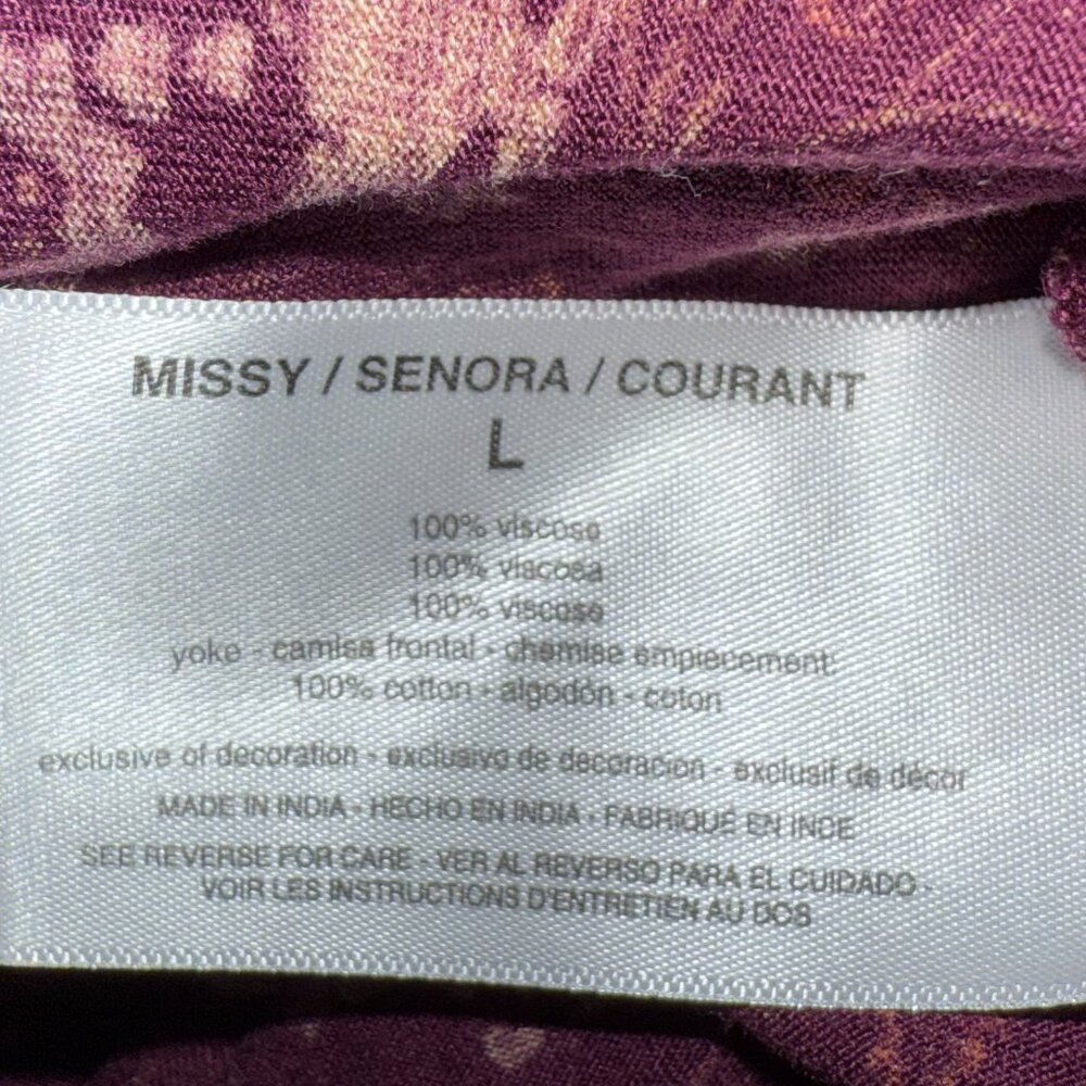 Vintage America India Purple Floral Paisley Babydoll Peasant Cottagecore Blouse - Picture 5 of 8